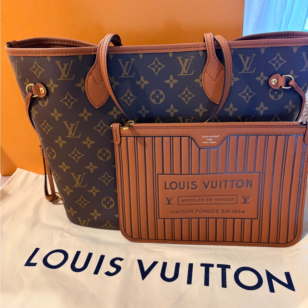 Louis Vuitton Monogram Canvas Tote with Brown Leather Pouch